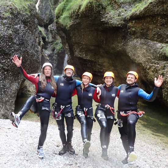 outdoor team training canyoning